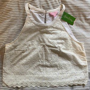 Lilly Pulitzer Eyelet High Neck Crop Tank